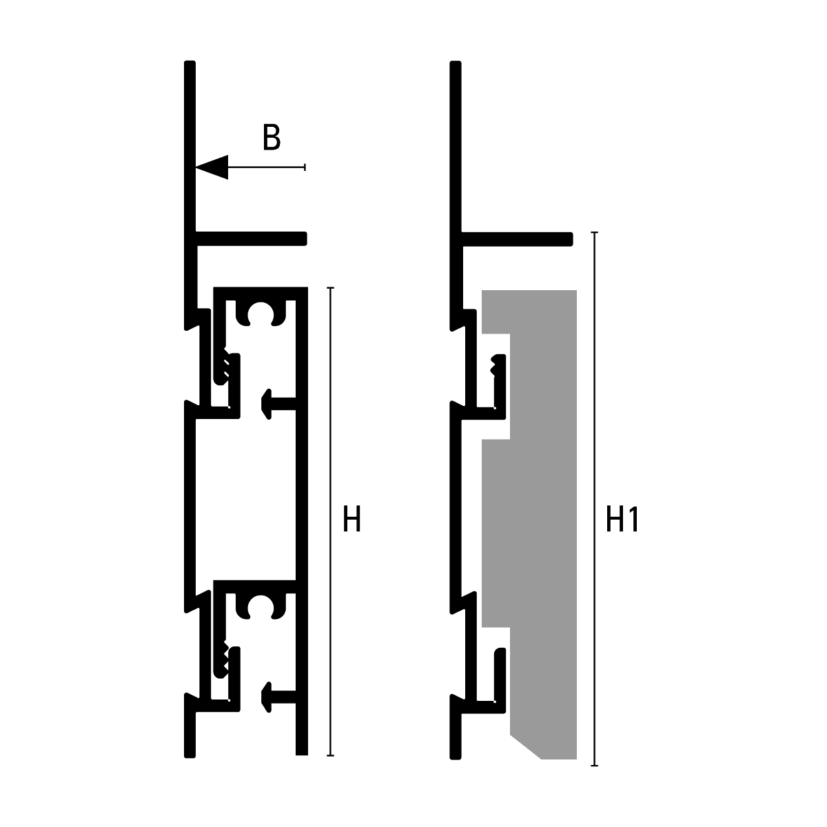 Sezione Tecnica Battiscopa BF 600 ASN + BF 550 Profilitec