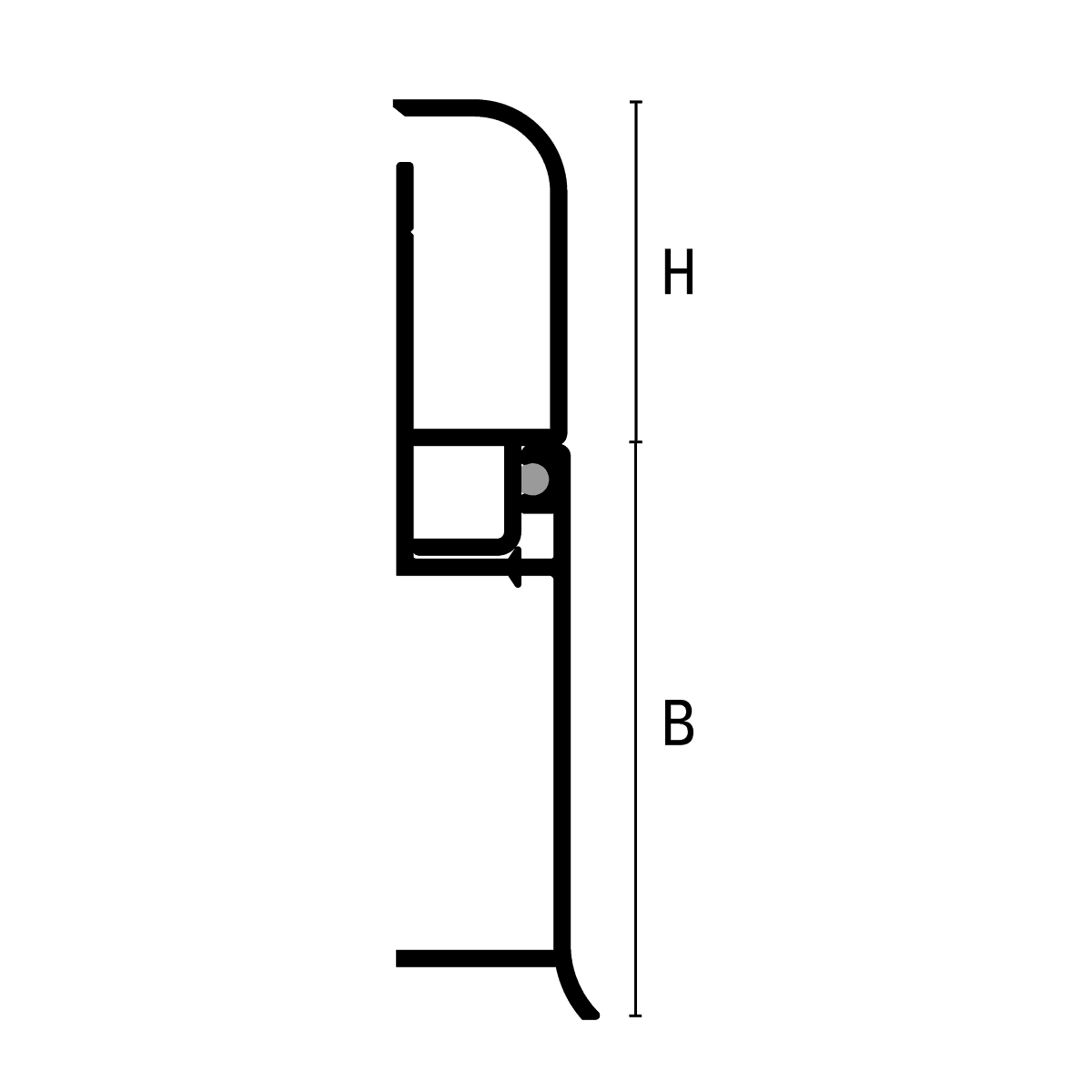 Sezione Tecnica Battiscopa BIB 800 ASN + BI 800 Profilitec